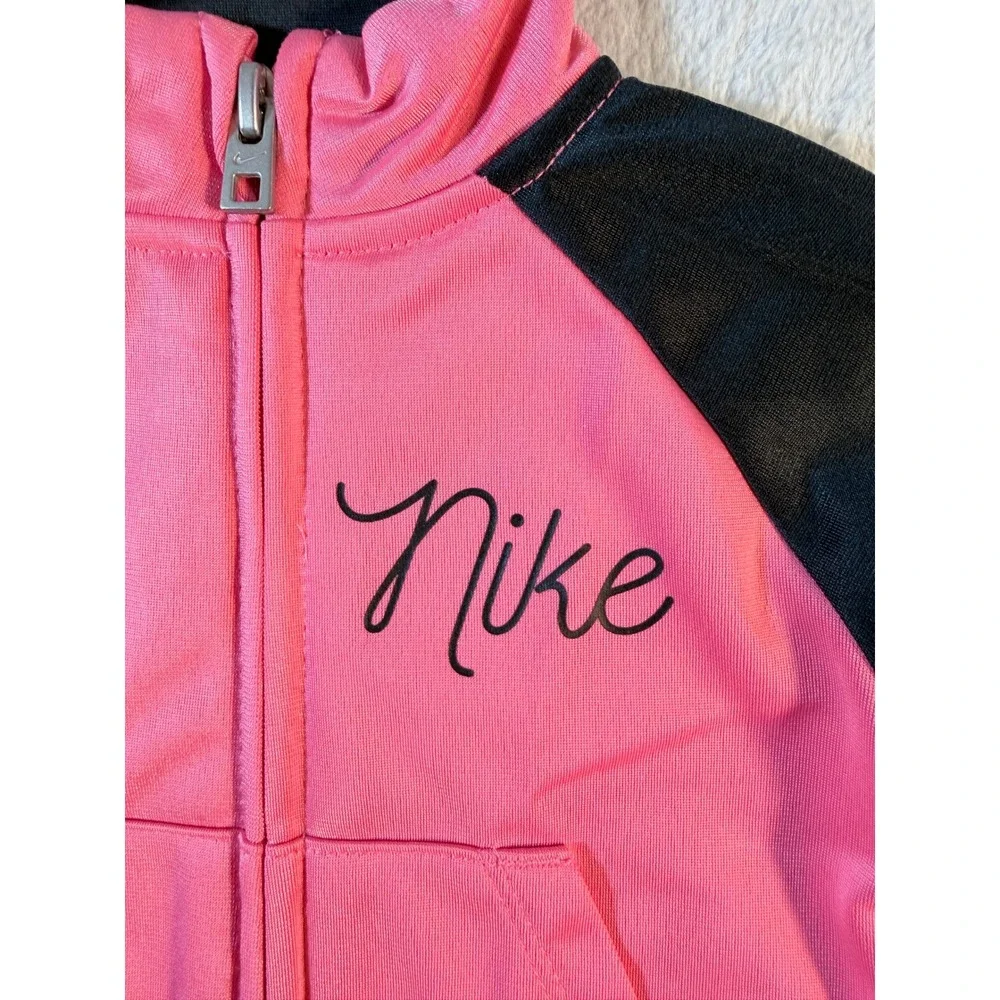 Nike Girls Pink Black 2 Piece Tracksuit Set Full Zip Jacket Pants Size 12M NWT - Picture 12 of 16